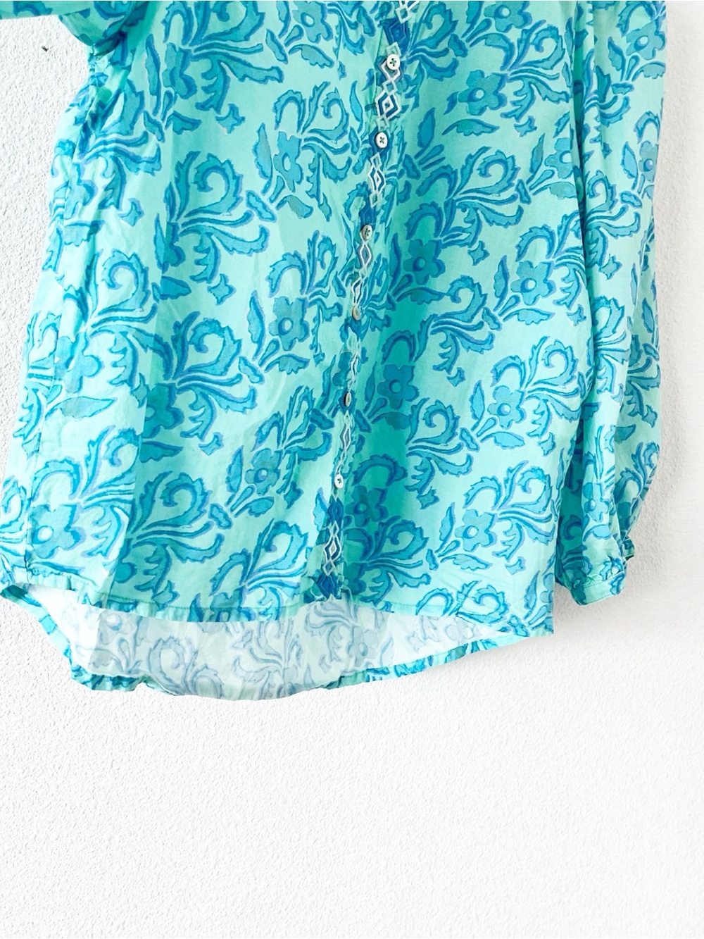 Sundance Faron Floral 100% Cotton Button Down Embroidered Balloon Sleeve Tunic - Picture 6 of 11